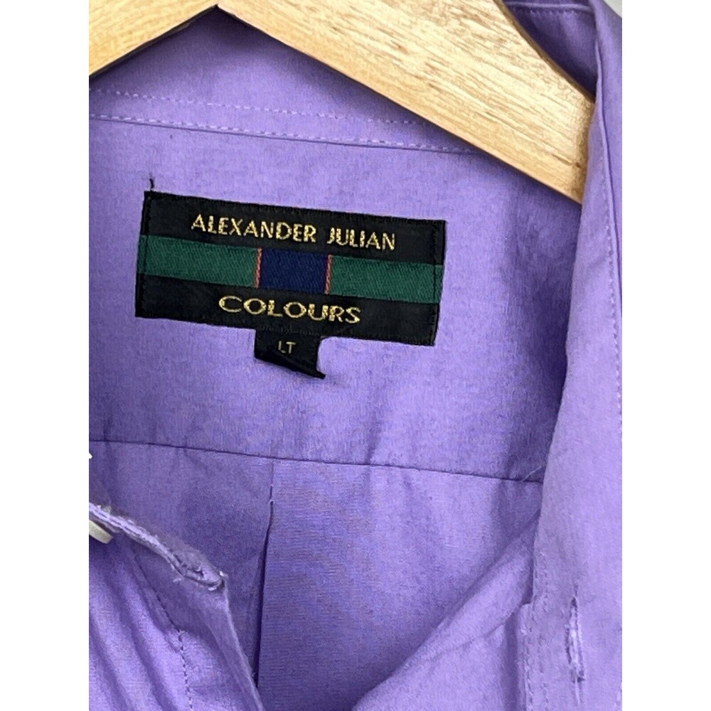 Colours Alexander Julian Dress Shirt Long Sleeve Purple Men Large Tall 16 Career - Picture 3 of 3